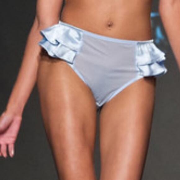 LIVIARA Silk stretch charmeuse ruffle Light Blue Bikini Bottoms NEW Size Medium - Picture 3 of 15